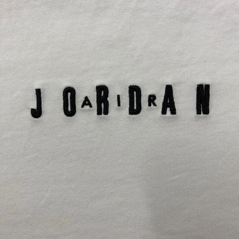 Jordan Mens White Embroidered Logo Wordmark Jumpan Short Sleeve T-Shirt Large